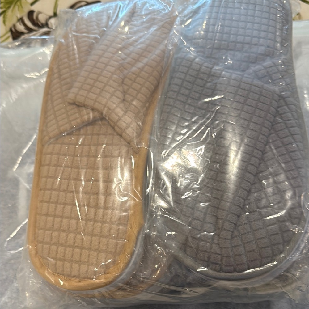 Cozy Tan and Gray Slippers